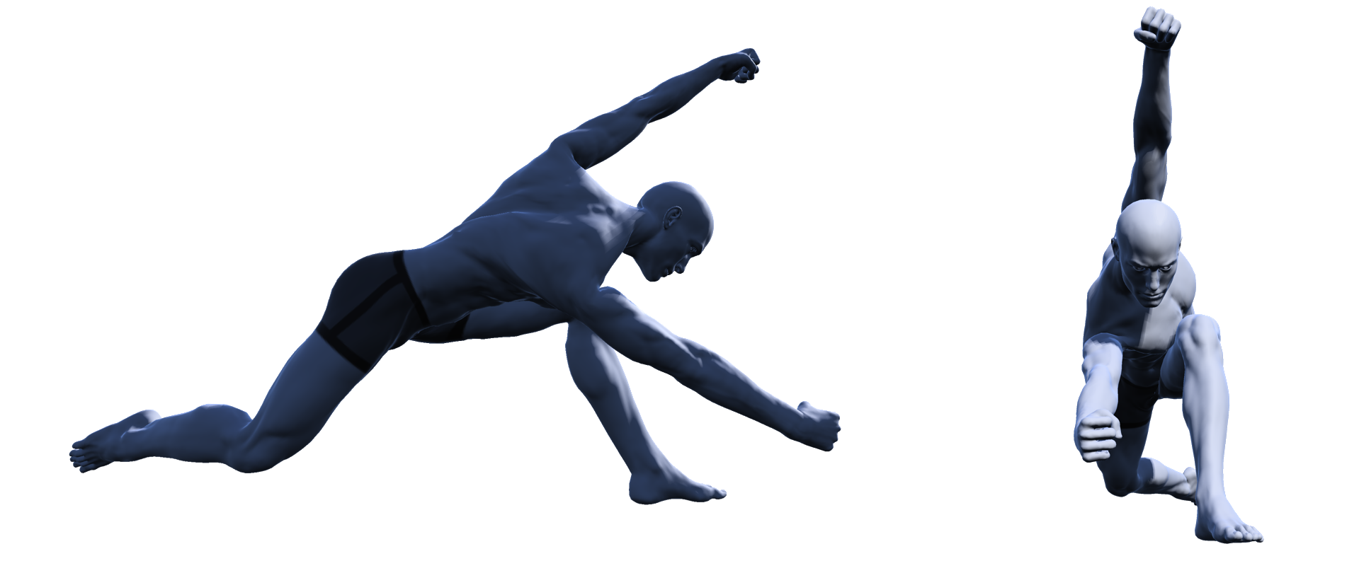 Models from side on and face on views demonstrating the first drive in high kneel canoeing