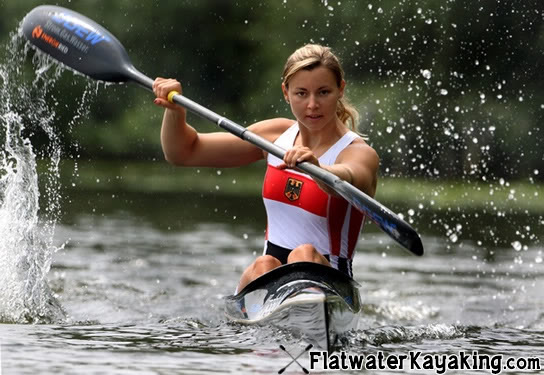 A photo of a German woman kayaking