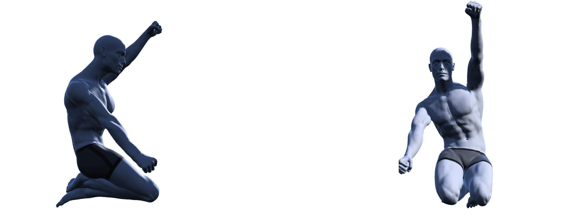 Models from side on and face on views demonstrating the pull at the end of the stroke in low kneel canoe technique