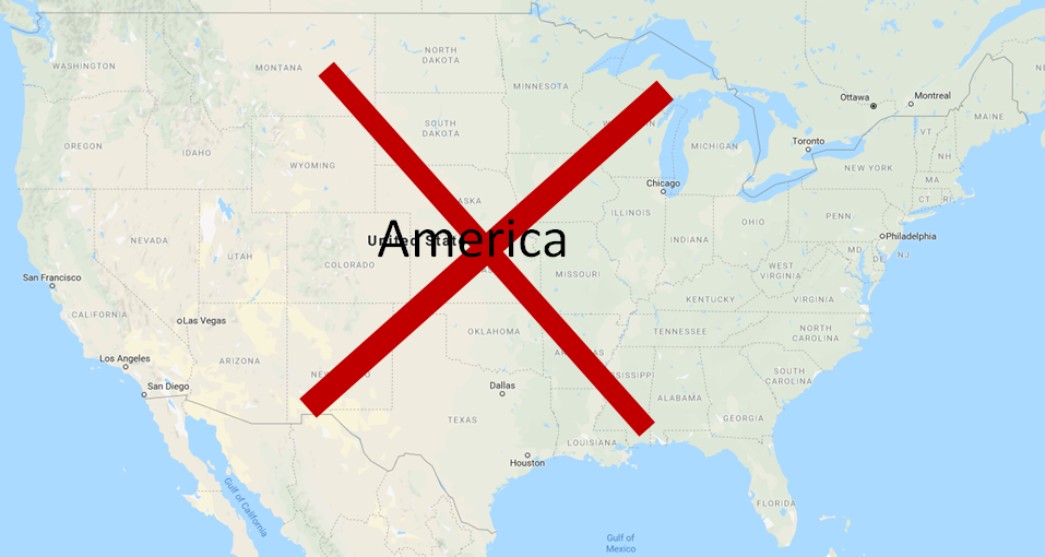 A map of the USA crossed out