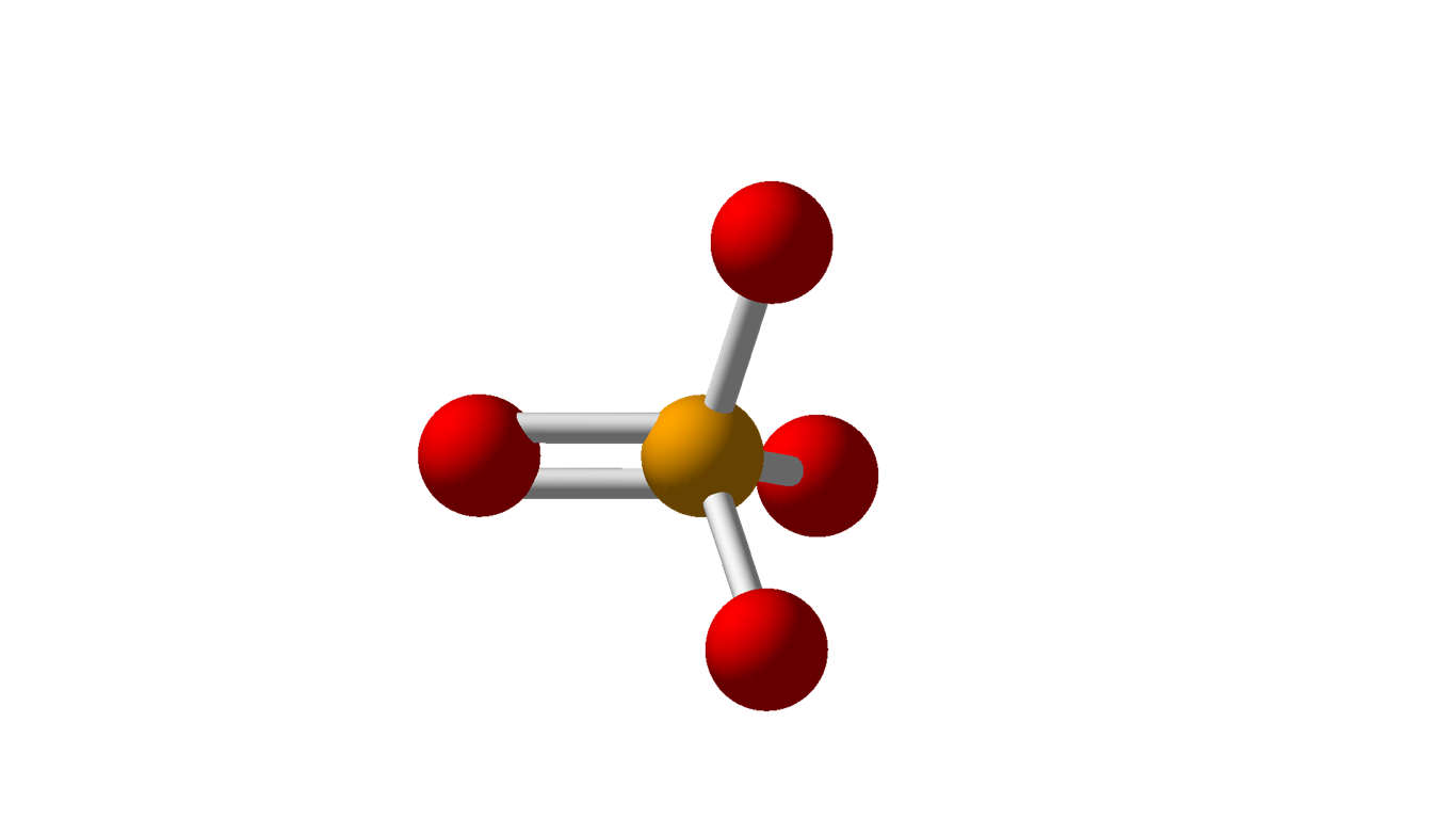 Picture of the molecular structure of a phosphate ion